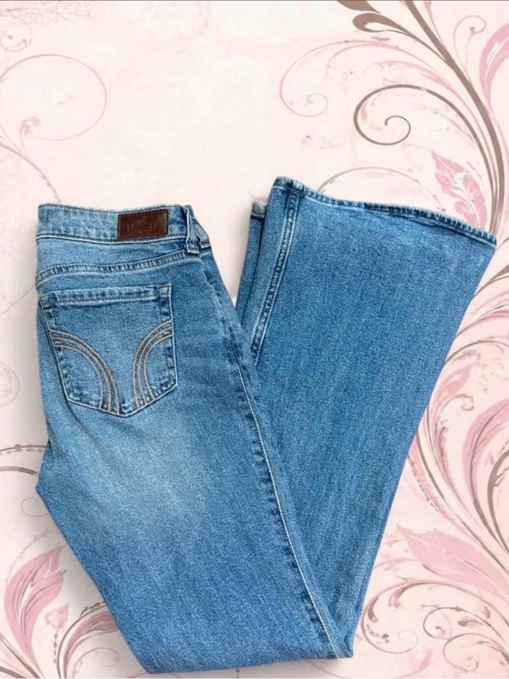 Hollister Light Blue Flared Wide-Leg Jeans